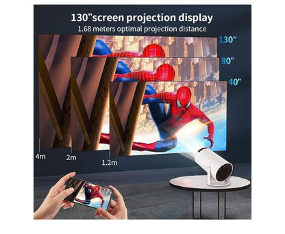 Mini Projector Portable 4K - Video Projector Smart 200 ANSI with WiFi 6, BT 5.0, 130 Power Supply, Video Projector 180 Degree Reverse Outdoor Movie Projector, Automatic Keystone