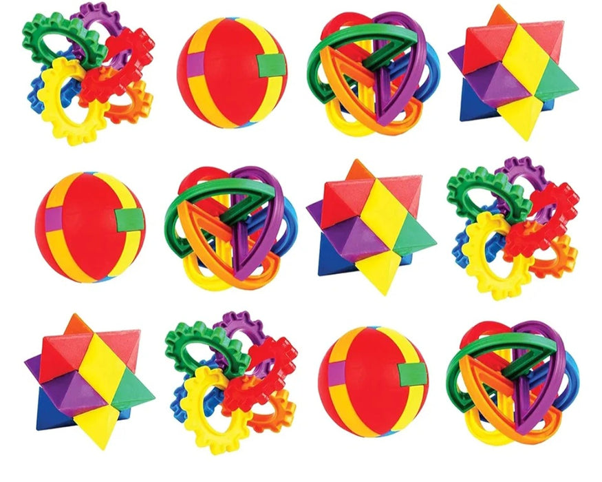 Neliblu Party Favors for Kids, 12 Set (8.82 x 6.69 x 2.91) Fun Puzzle Balls - Goody Bag Fillers-Treasure Box Prizes for Classroom,Fidget Brain Teaser Puzzles Clear