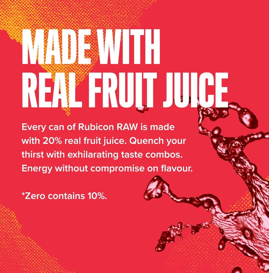 Rubicon RAW Raspberry & Blueberry Energy Drink (12x500ml)
