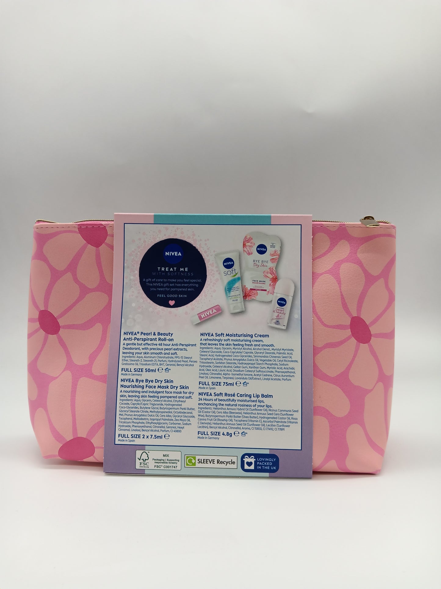 NIVEA Treat me with Softness Gift Set (4 Products), Gift Set  Anti-Perspirant, Soothing Day Cream SPF15, Soft Moisturising Cream and Face Sheet Mask