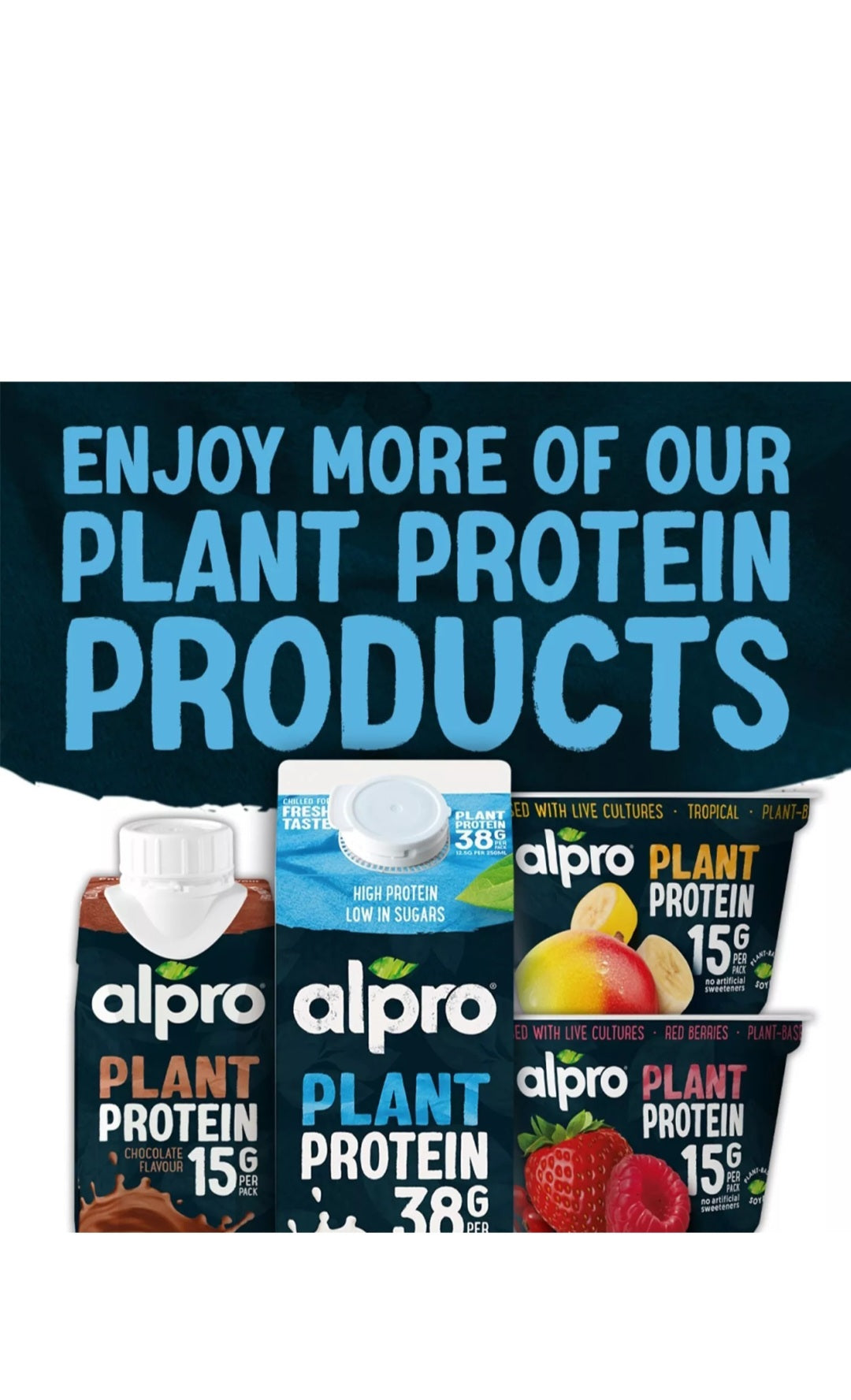8 x 1L Alpro Plant Soya Protein Drink Gluten Free With Calcium High Protein Long