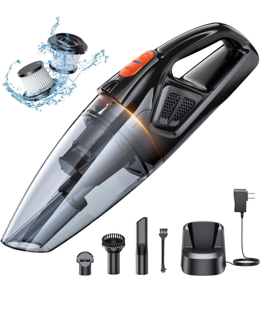 Rolgno Handheld Vacuum Cleaner, Rechargeable 9KPA Powerful Suction Car Vacuum Cleaner Cordless with [Fast Charging Dock & LED Light]