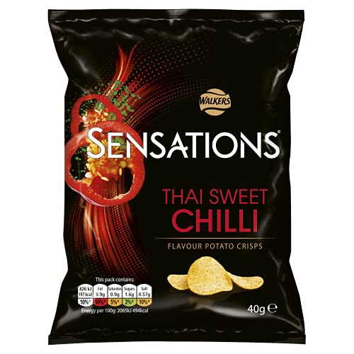 32 X 40g Sensations Thai Sweet Chilli Thick Cut Vegetarian Potato Crisps, Perfect for Snacking BBE MAY 25 RRP £32.99 Sale price £15.99