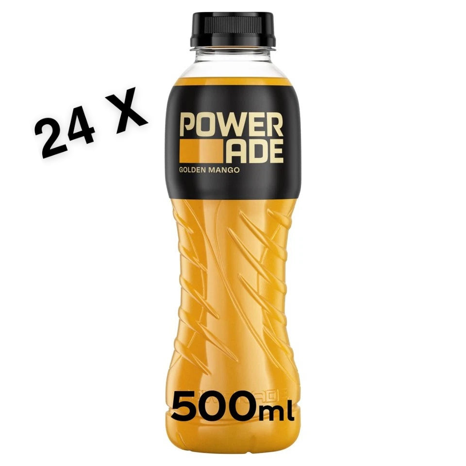 24 x 500ml Powerade Golden Mango Bottles (2 Cases of 12) BBE 02-25 RRP £27.99 Sale Price £9.99