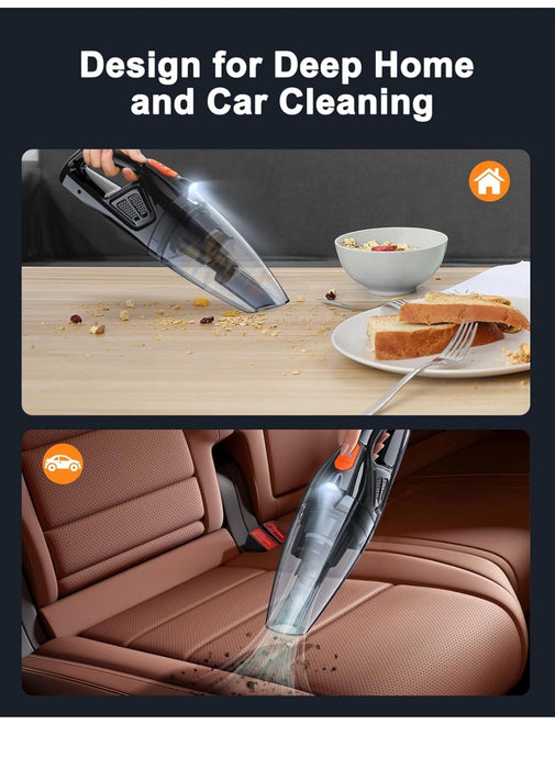 Rolgno Handheld Vacuum Cleaner, Rechargeable 9KPA Powerful Suction Car Vacuum Cleaner Cordless with [Fast Charging Dock & LED Light]