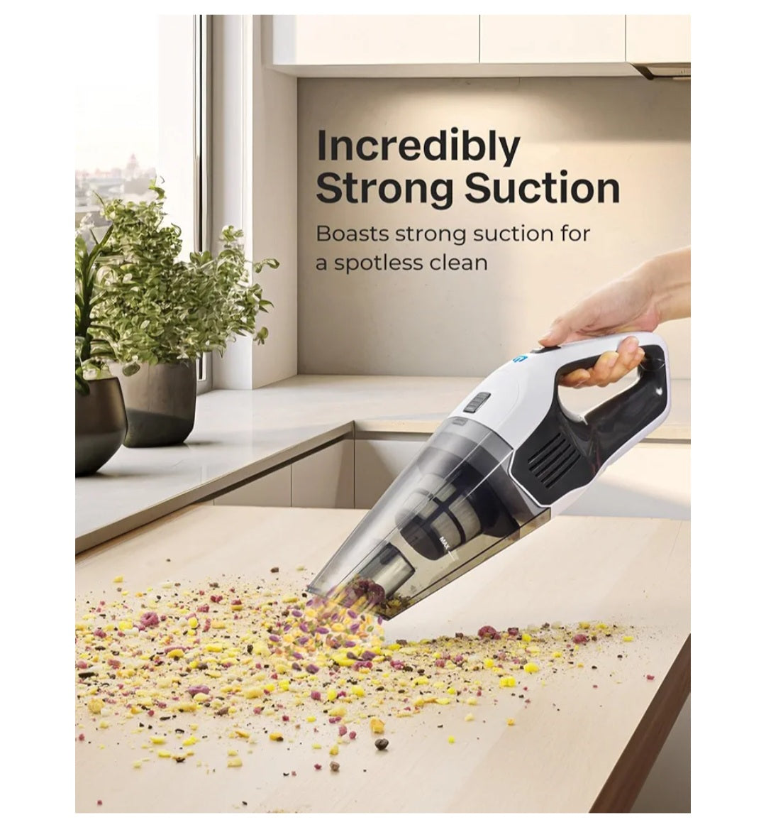 Handheld Vacuum Cleaner, Powerful Suction Portable Lightweight Hand Held Vacum Cordless with 25-30Mins Long Runtime Rechargeable Battery Quick Charge for Home Car Carpet Stairs Pet Hair Cleaning