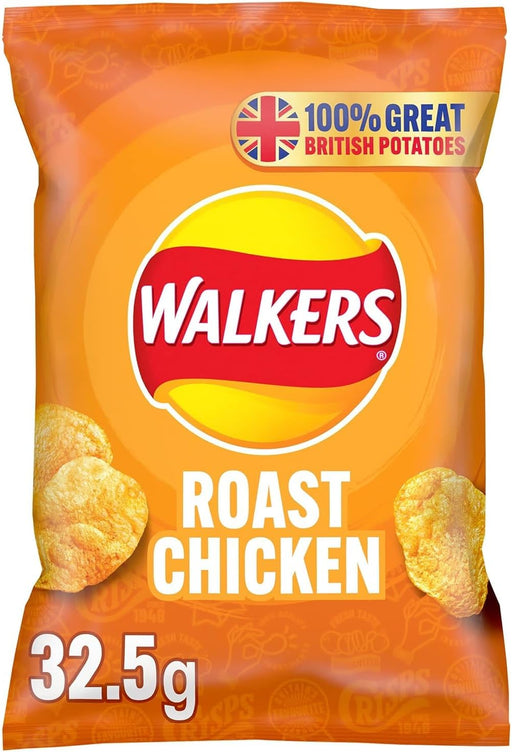 32 X 32.5g Walkers Roast Chicken Crisps BBE 31 /05/25 RRP £27.99 Sale Price £11.99