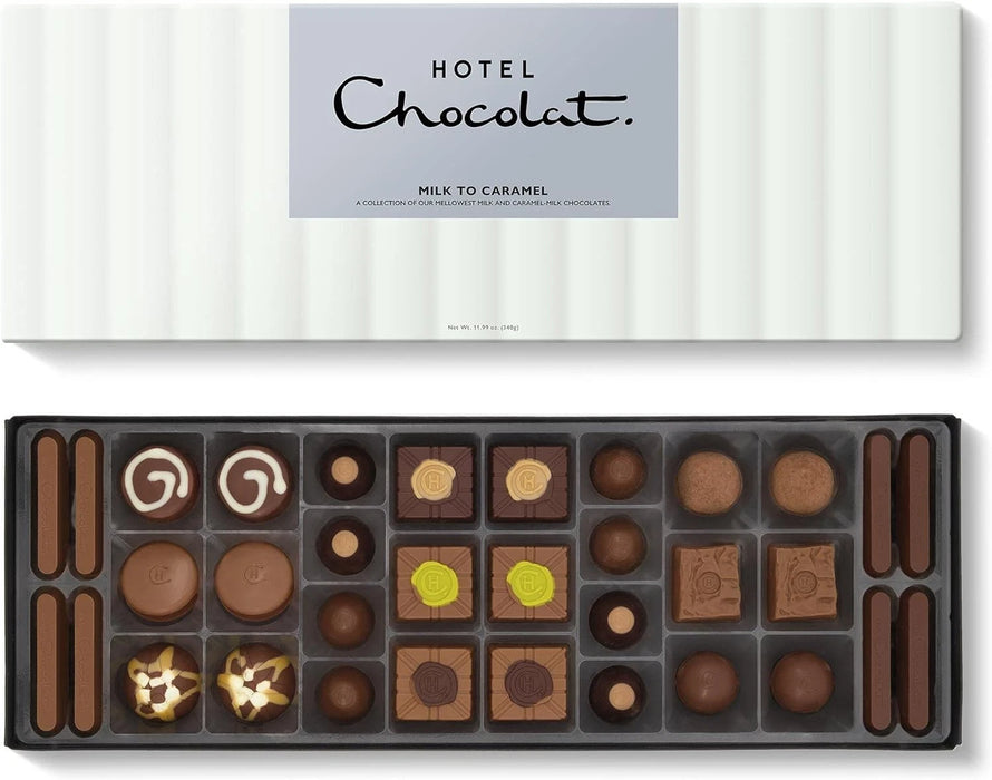 2X340G Hotel Chocolat Milk to Caramel Sleekster - 34-Piece Milk and Caramel Chocolate Box - Chocolate Gift for Birthday, Thank You, Congratulations, Anniversary - Gifts for Her and Him  BBE 11-25 RRP £49.99 Sale price £21.99