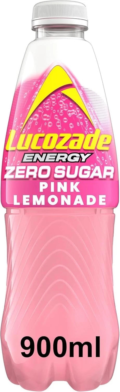 6 x 900ml Lucozade Energy Zero Sugar Drink Pink Lemonade