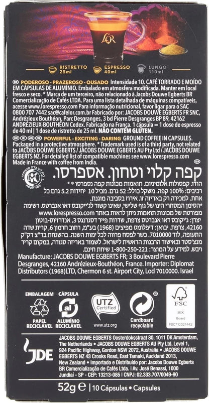 L'OR Origins India Coffee Pods x10 (Pack of 10, Total 100 Capsules)