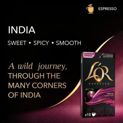 L'OR Origins India Coffee Pods x10 (Pack of 10, Total 100 Capsules)