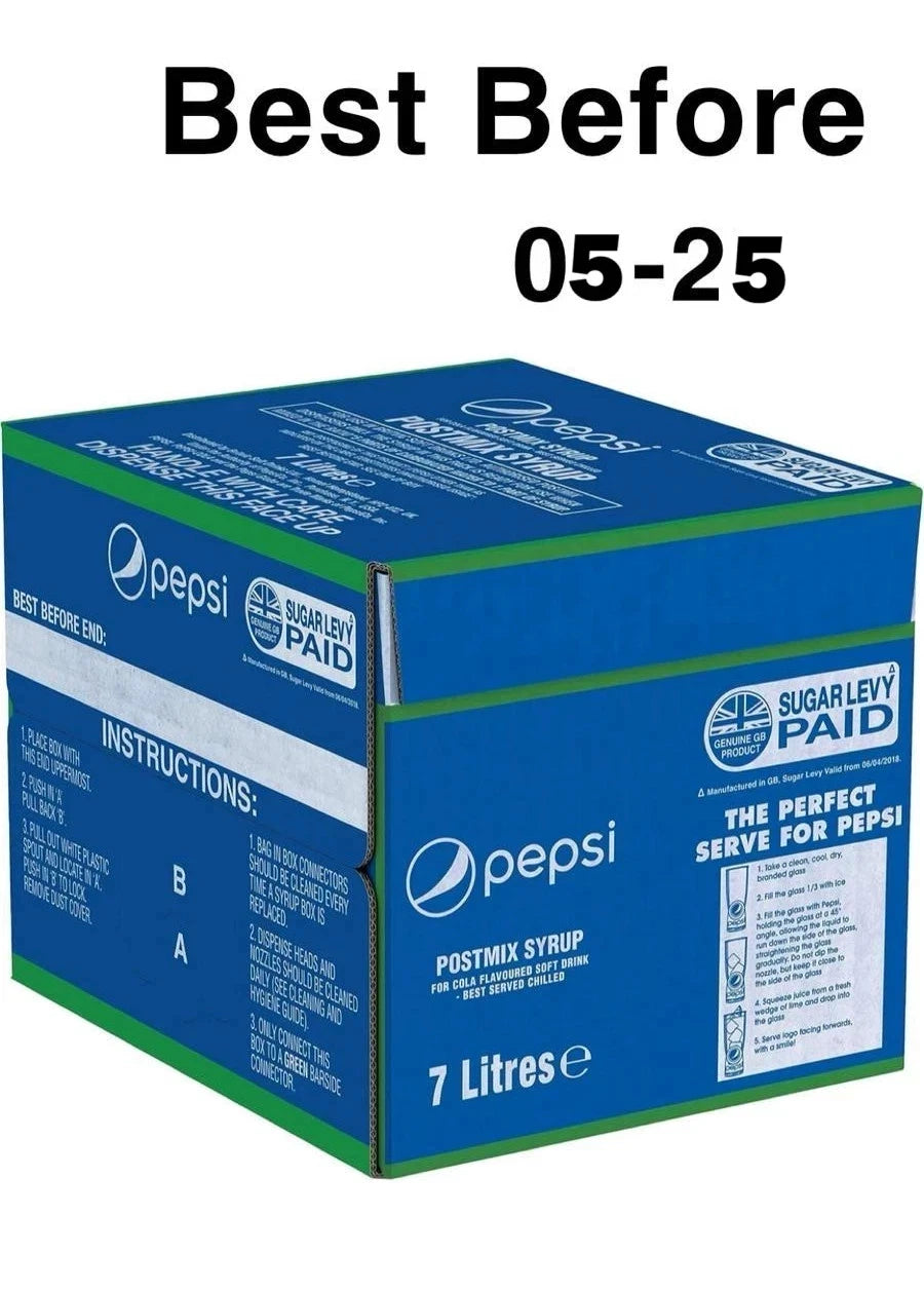 7 Litres Pepsi Bag In Box (Post Mix) BBE 05-25 RRP £55 Sale Price £16.99