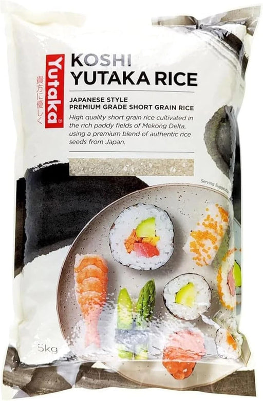 Yutaka Koshi Rice 5kg | Premium Grade Japanese Short Grain Rice | Authentic Japanese Rice Round Grain | Perfect for sushi rice, sticky rice and everyday Asian cooking  BBE 31-03-27 RRP £17 Sale price £8.49