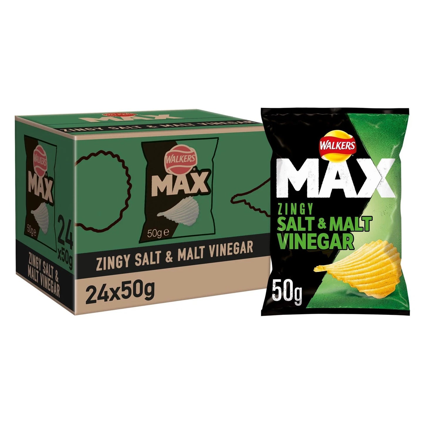 24X50g Walkers Max Zingy Salt & Malt Vinegar BBE 19-07-25 RRP £25 Sale price £14.49
