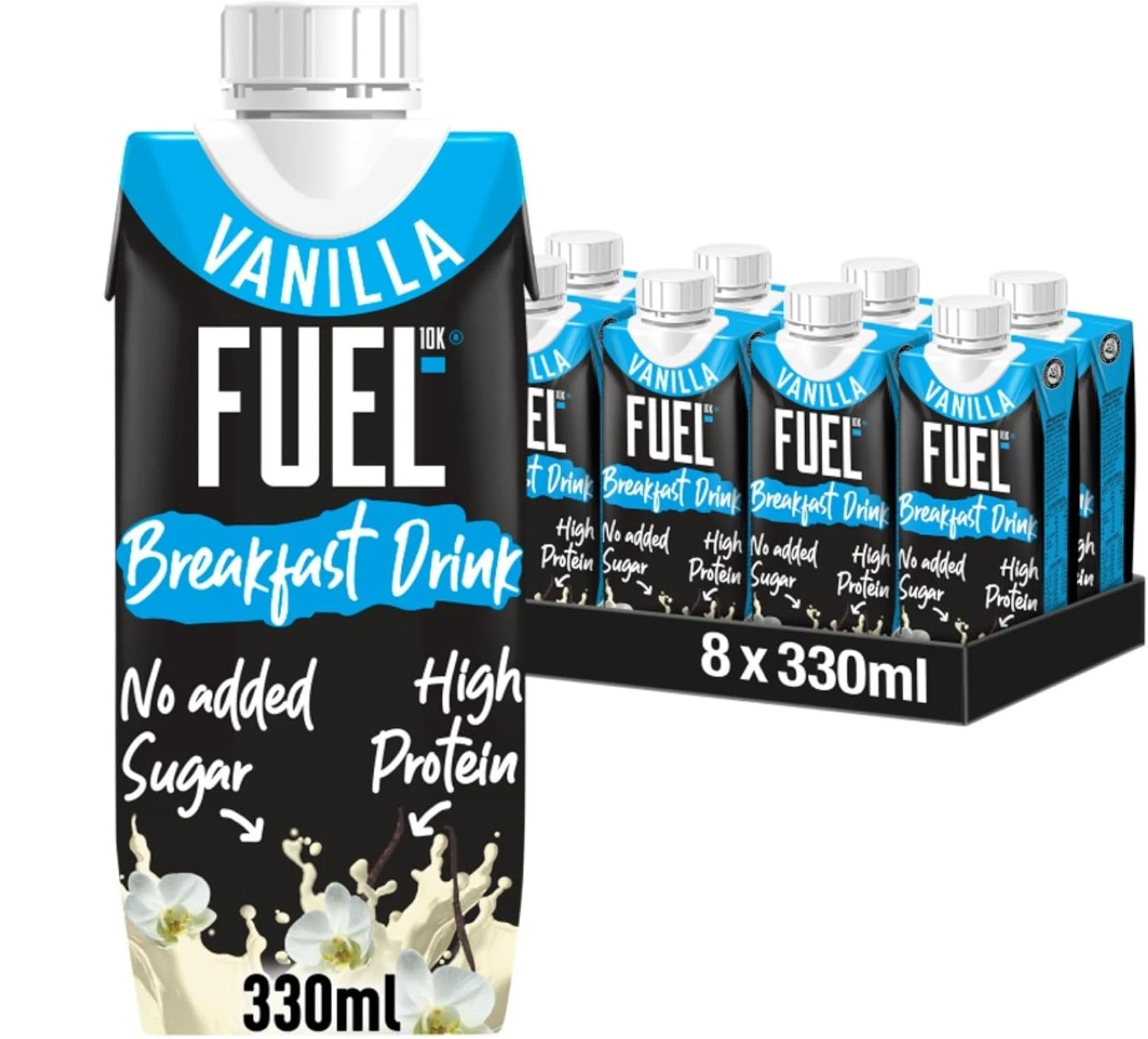 FUEL10K Vanilla High Protein Milk Breakfast Drink (8x330ml)