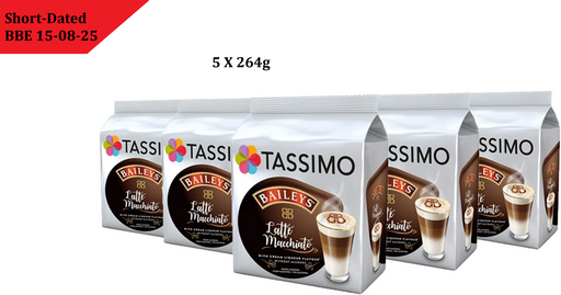 5 X 264g Tassimo Baileys Latte Macchiato Coffee Pods    bbe 15-08-25 rrp £49.99 sale price £21.99