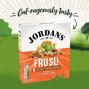 6X30g Jordans Frusli Sticky Toffee & Apple Flavour Cereal Bar | Vegetarian BBE 25-07-25 RRP £18 Sale price £8.99