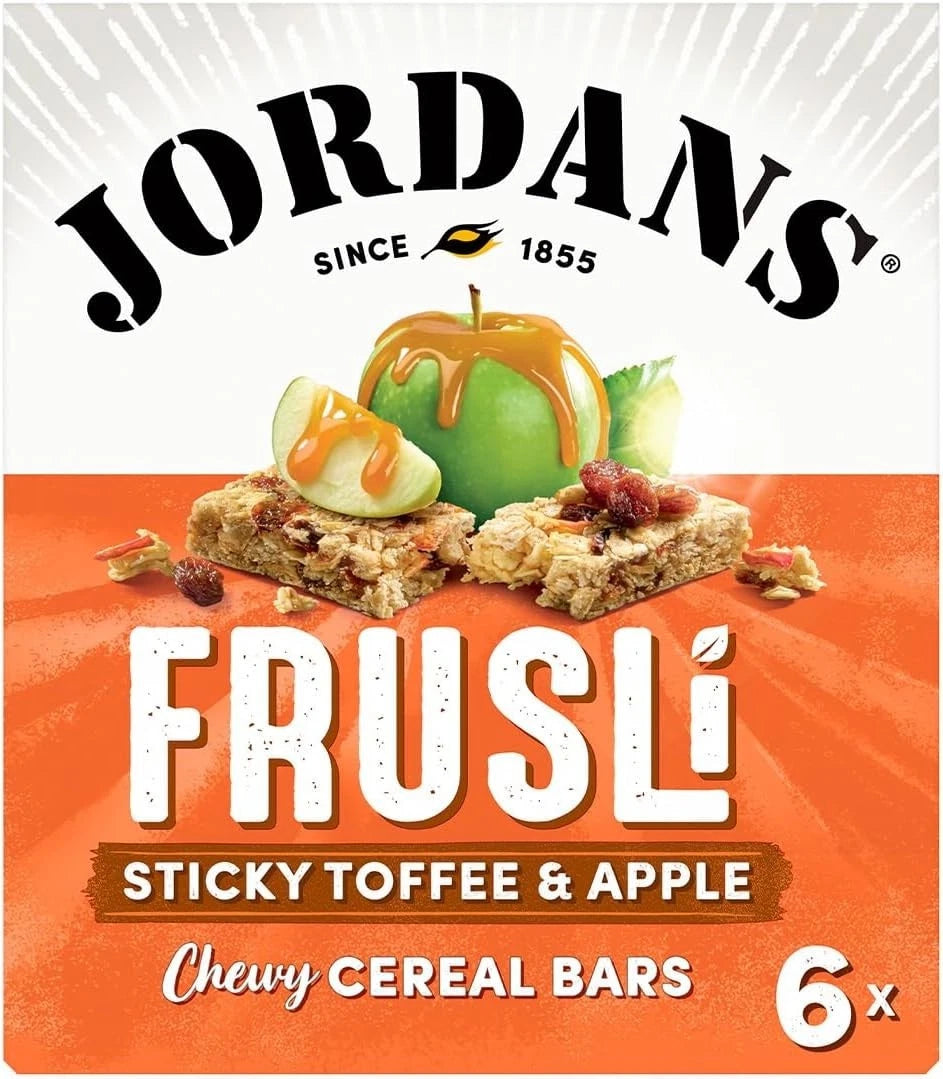 6X30g Jordans Frusli Sticky Toffee & Apple Flavour Cereal Bar | Vegetarian BBE 25-07-25 RRP £18 Sale price £8.99