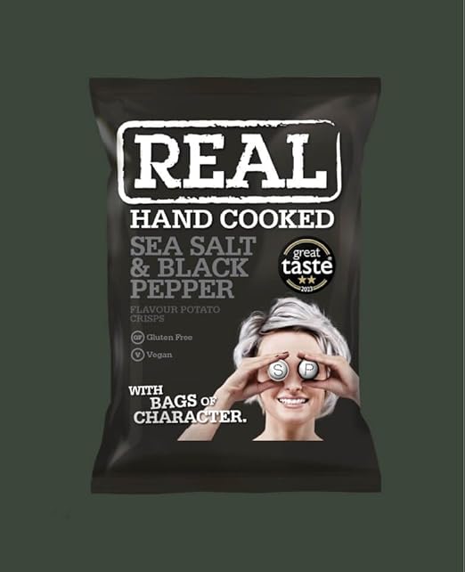 24 Bags x 35g Real Crisps Hand Cooked Crunchy Potato Crisps, (24 Bags x 35g, Sea Salt & Black Pepper) BBE Jul 25 in just £11.99