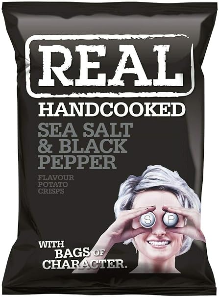 24 Bags x 35g Real Crisps Hand Cooked Crunchy Potato Crisps, (24 Bags x 35g, Sea Salt & Black Pepper) BBE Jul 25 in just £11.99