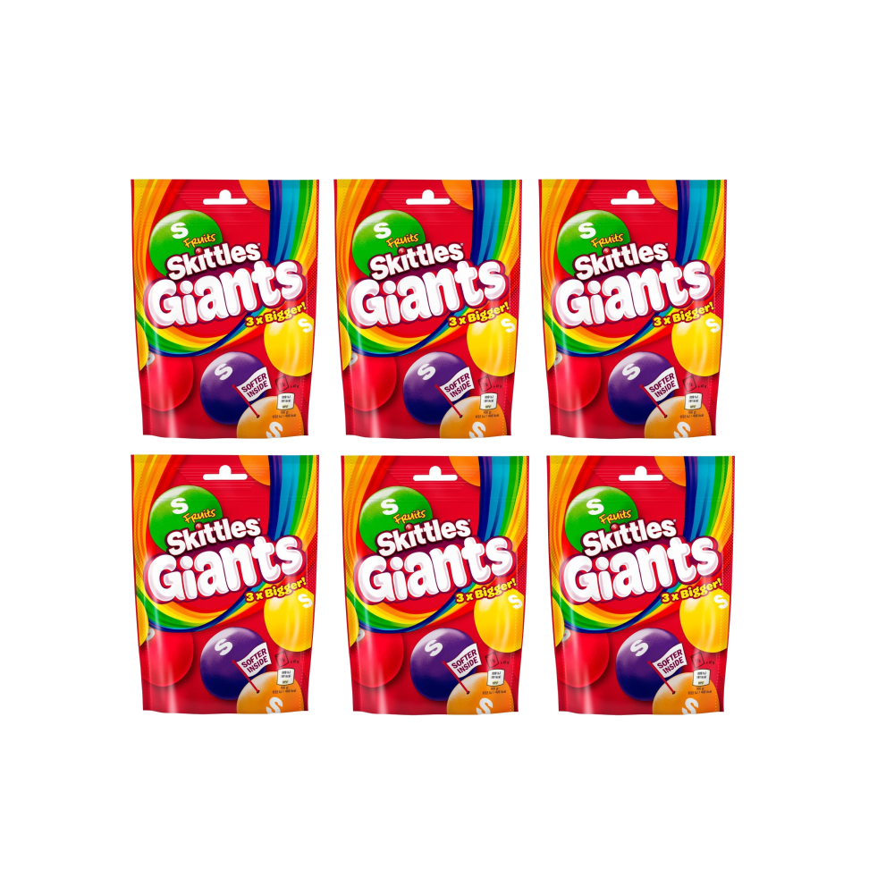 Skittles Vegan Sweets, Giants Fruit Sweets Bag (6x132g)