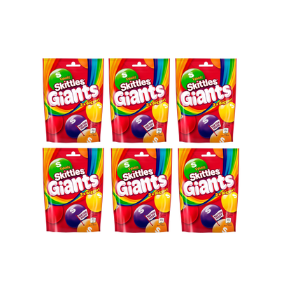 Skittles Vegan Sweets, Giants Fruit Sweets Bag (6x132g)