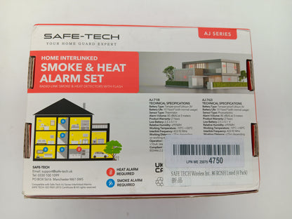 SAFE TECH Wireless Interconnected Smoke Alarm, Smoke Detector 10 Year Battery with Photoelectric Sensor, Fire Alarm with LED Indicator Low Battery and Fault Warning for House and Bedroom, 4 Pack