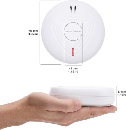 SAFE TECH Wireless Interconnected Smoke Alarm, Smoke Detector 10 Year Battery with Photoelectric Sensor, Fire Alarm with LED Indicator Low Battery and Fault Warning for House and Bedroom, 4 Pack