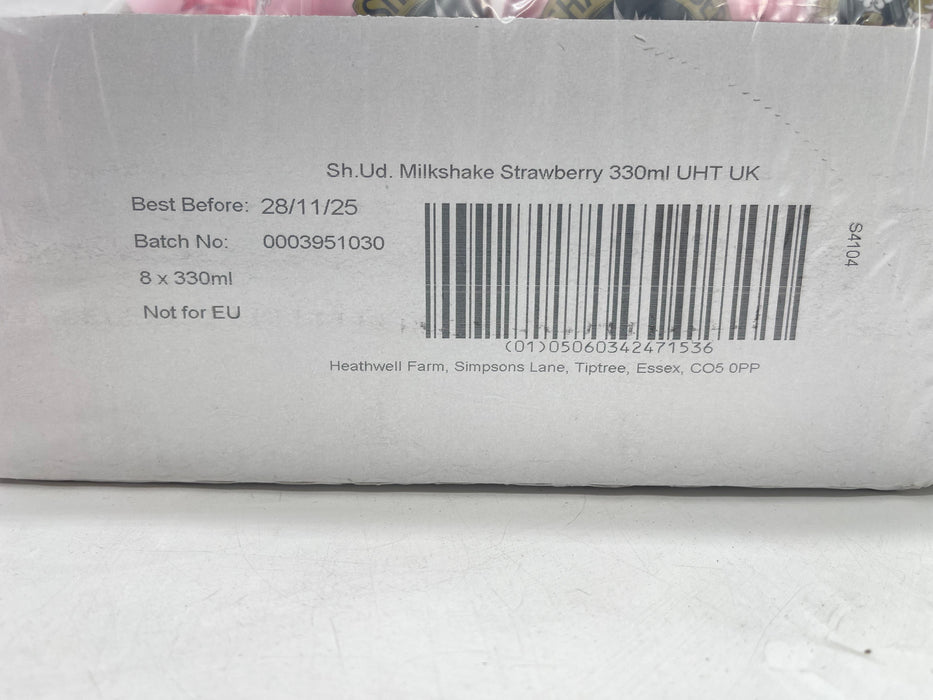 8 X 330ml Shaken Udder Strawberry Dream Milkshake BBE 11-25. RRP £14.99 Sale Price £6