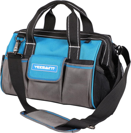 YEESAINT Wide Mouth Tool Bag,Small Tool Bag Organiser with Inside Pockets,12-Inch Heavy Duty Tool Bags,Electrician Tool Bag