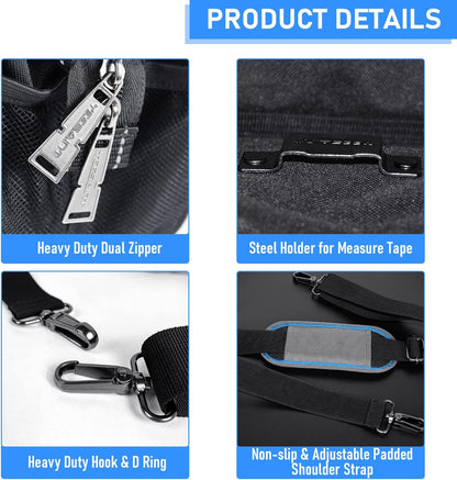 YEESAINT Wide Mouth Tool Bag,Small Tool Bag Organiser with Inside Pockets,12-Inch Heavy Duty Tool Bags,Electrician Tool Bag