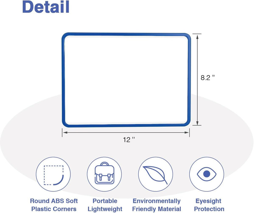 Dry Erase Whiteboard,  Double Sided White Board with Dry Erase whiteboard pens and Eraser for Children or School, Home, Office, Remote Learning (Blue, 30cm*21cm)