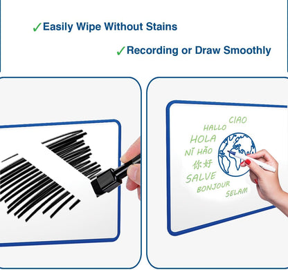 2 x Dry Erase Whiteboard,  Double Sided White Board with Dry Erase whiteboard pens and Eraser for Children or School, Home, Office, Remote Learning (Blue, 30cm*21cm)