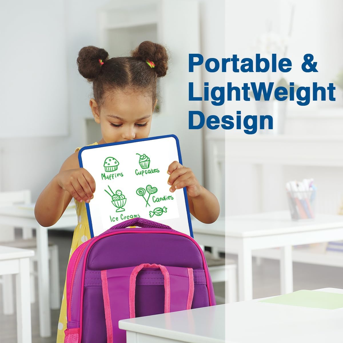 2 x Dry Erase Whiteboard,  Double Sided White Board with Dry Erase whiteboard pens and Eraser for Children or School, Home, Office, Remote Learning (Blue, 30cm*21cm)