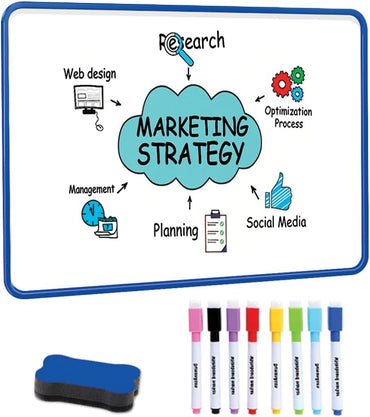 2 x Dry Erase Whiteboard,  Double Sided White Board with Dry Erase whiteboard pens and Eraser for Children or School, Home, Office, Remote Learning (Blue, 30cm*21cm)