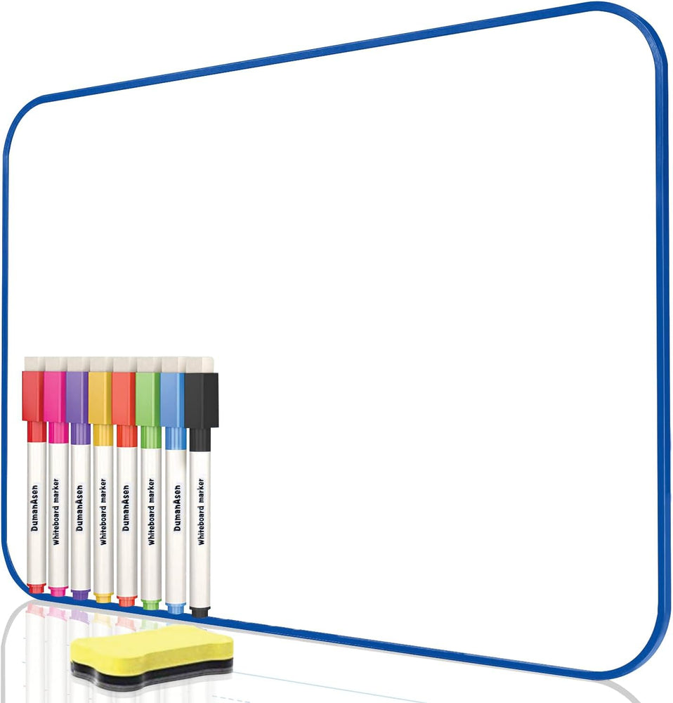 Dry Erase Whiteboard,  Double Sided White Board with Dry Erase whiteboard pens and Eraser for Children or School, Home, Office, Remote Learning (Blue, 30cm*21cm)